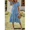 imagePRETTYGARDEN Floral Dress for Women 2025 Summer Casual Short Sleeve Maxi Dresses V Neck Tiered Flowy Boho Beach SundressBlue