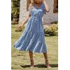 imagePRETTYGARDEN Floral Dress for Women 2025 Summer Casual Short Sleeve Maxi Dresses V Neck Tiered Flowy Boho Beach SundressBlue White Floral