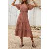 imagePRETTYGARDEN Floral Dress for Women 2025 Summer Casual Short Sleeve Maxi Dresses V Neck Tiered Flowy Boho Beach SundressBrick Red