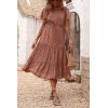 imagePRETTYGARDEN Floral Dress for Women 2025 Summer Casual Short Sleeve Maxi Dresses V Neck Tiered Flowy Boho Beach SundressBrick Red