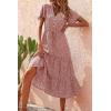 imagePRETTYGARDEN Floral Dress for Women 2025 Summer Casual Short Sleeve Maxi Dresses V Neck Tiered Flowy Boho Beach SundressBrick Red Floral