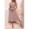 imagePRETTYGARDEN Floral Dress for Women 2025 Summer Casual Short Sleeve Maxi Dresses V Neck Tiered Flowy Boho Beach SundressBrick Red Floral