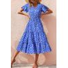 imagePRETTYGARDEN Floral Dress for Women 2025 Summer Casual Short Sleeve Maxi Dresses V Neck Tiered Flowy Boho Beach SundressDark Blue