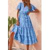 imagePRETTYGARDEN Floral Dress for Women 2025 Summer Casual Short Sleeve Maxi Dresses V Neck Tiered Flowy Boho Beach SundressLight Blue Purple Floral