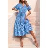 imagePRETTYGARDEN Floral Dress for Women 2025 Summer Casual Short Sleeve Maxi Dresses V Neck Tiered Flowy Boho Beach SundressLight Blue Purple Floral