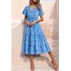 imagePRETTYGARDEN Floral Dress for Women 2025 Summer Casual Short Sleeve Maxi Dresses V Neck Tiered Flowy Boho Beach SundressLight Blue Purple Floral