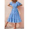 imagePRETTYGARDEN Floral Dress for Women 2025 Summer Casual Short Sleeve Maxi Dresses V Neck Tiered Flowy Boho Beach SundressLight Blue Purple Floral