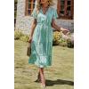 imagePRETTYGARDEN Floral Dress for Women 2025 Summer Casual Short Sleeve Maxi Dresses V Neck Tiered Flowy Boho Beach SundressLight Green