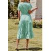 imagePRETTYGARDEN Floral Dress for Women 2025 Summer Casual Short Sleeve Maxi Dresses V Neck Tiered Flowy Boho Beach SundressLight Green