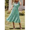 imagePRETTYGARDEN Floral Dress for Women 2025 Summer Casual Short Sleeve Maxi Dresses V Neck Tiered Flowy Boho Beach SundressLight Green