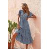 imagePRETTYGARDEN Floral Dress for Women 2025 Summer Casual Short Sleeve Maxi Dresses V Neck Tiered Flowy Boho Beach SundressNavy Floral