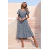 imagePRETTYGARDEN Floral Dress for Women 2025 Summer Casual Short Sleeve Maxi Dresses V Neck Tiered Flowy Boho Beach SundressNavy Floral
