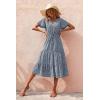 imagePRETTYGARDEN Floral Dress for Women 2025 Summer Casual Short Sleeve Maxi Dresses V Neck Tiered Flowy Boho Beach SundressNavy Floral
