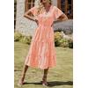 imagePRETTYGARDEN Floral Dress for Women 2025 Summer Casual Short Sleeve Maxi Dresses V Neck Tiered Flowy Boho Beach SundressOrange Yellow