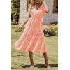 imagePRETTYGARDEN Floral Dress for Women 2025 Summer Casual Short Sleeve Maxi Dresses V Neck Tiered Flowy Boho Beach SundressOrange Yellow