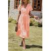 imagePRETTYGARDEN Floral Dress for Women 2025 Summer Casual Short Sleeve Maxi Dresses V Neck Tiered Flowy Boho Beach SundressOrange Yellow