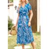 imagePRETTYGARDEN Floral Dress for Women 2025 Summer Casual Short Sleeve Maxi Dresses V Neck Tiered Flowy Boho Beach SundressPrint Blue