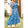 imagePRETTYGARDEN Floral Dress for Women 2025 Summer Casual Short Sleeve Maxi Dresses V Neck Tiered Flowy Boho Beach SundressPrint Blue
