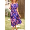 imagePRETTYGARDEN Floral Dress for Women 2025 Summer Casual Short Sleeve Maxi Dresses V Neck Tiered Flowy Boho Beach SundressPrint Pink Purple