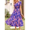 imagePRETTYGARDEN Floral Dress for Women 2025 Summer Casual Short Sleeve Maxi Dresses V Neck Tiered Flowy Boho Beach SundressPrint Pink Purple