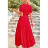 imagePRETTYGARDEN Floral Dress for Women 2025 Summer Casual Short Sleeve Maxi Dresses V Neck Tiered Flowy Boho Beach SundressPrint Red