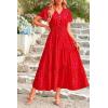 imagePRETTYGARDEN Floral Dress for Women 2025 Summer Casual Short Sleeve Maxi Dresses V Neck Tiered Flowy Boho Beach SundressPrint Red