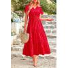 imagePRETTYGARDEN Floral Dress for Women 2025 Summer Casual Short Sleeve Maxi Dresses V Neck Tiered Flowy Boho Beach SundressPrint Red