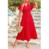 imagePRETTYGARDEN Floral Dress for Women 2025 Summer Casual Short Sleeve Maxi Dresses V Neck Tiered Flowy Boho Beach SundressPrint Red