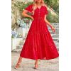 imagePRETTYGARDEN Floral Dress for Women 2025 Summer Casual Short Sleeve Maxi Dresses V Neck Tiered Flowy Boho Beach SundressPrint Red