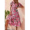 imagePRETTYGARDEN Floral Dress for Women 2025 Summer Casual Short Sleeve Maxi Dresses V Neck Tiered Flowy Boho Beach SundressRed