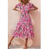 imagePRETTYGARDEN Floral Dress for Women 2025 Summer Casual Short Sleeve Maxi Dresses V Neck Tiered Flowy Boho Beach SundressRed