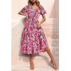 imagePRETTYGARDEN Floral Dress for Women 2025 Summer Casual Short Sleeve Maxi Dresses V Neck Tiered Flowy Boho Beach SundressRed