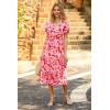 imagePRETTYGARDEN Floral Dress for Women 2025 Summer Casual Short Sleeve Maxi Dresses V Neck Tiered Flowy Boho Beach SundressRed Floral