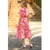 imagePRETTYGARDEN Floral Dress for Women 2025 Summer Casual Short Sleeve Maxi Dresses V Neck Tiered Flowy Boho Beach SundressRed Floral