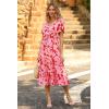 imagePRETTYGARDEN Floral Dress for Women 2025 Summer Casual Short Sleeve Maxi Dresses V Neck Tiered Flowy Boho Beach SundressRed Floral