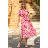 imagePRETTYGARDEN Floral Dress for Women 2025 Summer Casual Short Sleeve Maxi Dresses V Neck Tiered Flowy Boho Beach SundressRed Floral