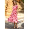 imagePRETTYGARDEN Floral Dress for Women 2025 Summer Casual Short Sleeve Maxi Dresses V Neck Tiered Flowy Boho Beach SundressRed Floral
