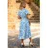 imagePRETTYGARDEN Floral Dress for Women 2025 Summer Casual Short Sleeve Maxi Dresses V Neck Tiered Flowy Boho Beach SundressWhite Blue Floral