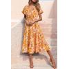 imagePRETTYGARDEN Floral Dress for Women 2025 Summer Casual Short Sleeve Maxi Dresses V Neck Tiered Flowy Boho Beach SundressWhite Yellow Floral