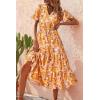 imagePRETTYGARDEN Floral Dress for Women 2025 Summer Casual Short Sleeve Maxi Dresses V Neck Tiered Flowy Boho Beach SundressWhite Yellow Floral