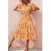 imagePRETTYGARDEN Floral Dress for Women 2025 Summer Casual Short Sleeve Maxi Dresses V Neck Tiered Flowy Boho Beach SundressWhite Yellow Floral