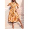 imagePRETTYGARDEN Floral Dress for Women 2025 Summer Casual Short Sleeve Maxi Dresses V Neck Tiered Flowy Boho Beach SundressWhite Yellow Floral