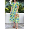 imagePRETTYGARDEN Floral Dress for Women 2025 Summer Casual Short Sleeve Maxi Dresses V Neck Tiered Flowy Boho Beach SundressYellow Blue Floral