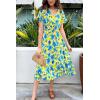 imagePRETTYGARDEN Floral Dress for Women 2025 Summer Casual Short Sleeve Maxi Dresses V Neck Tiered Flowy Boho Beach SundressYellow Blue Floral