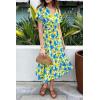 imagePRETTYGARDEN Floral Dress for Women 2025 Summer Casual Short Sleeve Maxi Dresses V Neck Tiered Flowy Boho Beach SundressYellow Blue Floral