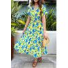 imagePRETTYGARDEN Floral Dress for Women 2025 Summer Casual Short Sleeve Maxi Dresses V Neck Tiered Flowy Boho Beach SundressYellow Blue Floral