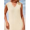 imagePRETTYGARDEN Womens 2025 Summer Casual Maxi Dresses Ribbed Knit Sleeveless V Neck 2 Piece Outfits with Slip Under DressApricot