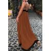 imagePRETTYGARDEN Womens 2025 Summer Maxi Dress Sleeveless V Neck Spaghetti Strap Flowy Elegant Holiday Party DressesBrown