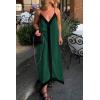 imagePRETTYGARDEN Womens 2025 Summer Maxi Dress Sleeveless V Neck Spaghetti Strap Flowy Elegant Holiday Party DressesDark Green
