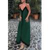 imagePRETTYGARDEN Womens 2025 Summer Maxi Dress Sleeveless V Neck Spaghetti Strap Flowy Elegant Holiday Party DressesDark Green